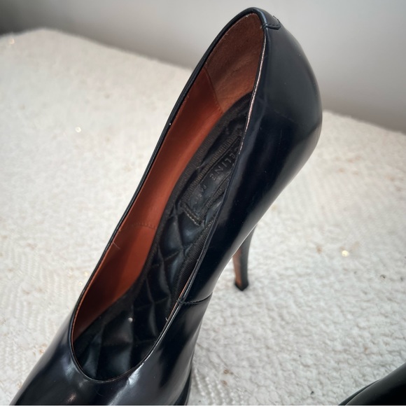 CELINE Heels Black Patent Leather Pointed Toe Platform High Heel Pumps 36.5/ 5.5 - Picture 15 of 15